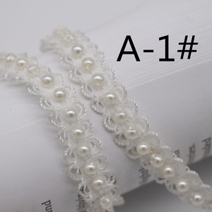 Hot bán Fancy mix thiết kế 1cm chiều rộng Trắng Đen Ngọc Trai Bead ren <span class=keywords><strong>TRIM</strong></span> cho quần áo túi hat giày trang trí - Product Image 3