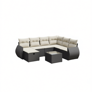 Modular Garden <b>Sofa</b> Set Black Poly <b>Rattan</b> 6 Seater Outdoor Furniture Contemporary Design - Product Image 1
