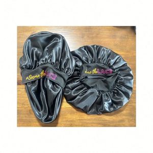 Bonnet en satin grande taille personnalisé avec bande élastique, bonnet de nuit en soie pour femmes, idéal pour les tresses - Vente en gros usine - Product Image 1