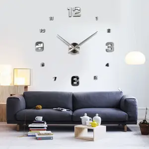 モダンクリエイティブアクリルメタル3DDiyホーム装飾時計壁時計リビングルームニードルクォーツアメリカンスタイルサーキュラー47インチ