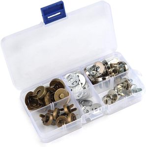 TIMESETL Set Mm Magnetic Snap <b>Button</b> for Purse & Travel Bags with Storage Box Silver Antique Brass Metal - Product Image 1