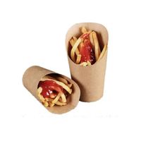 Gobelet en papier kraft incliné pour frites, emballage jetable pour poulet frit, gobelets à emporter pour snacks