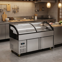Table de préparation réfrigérée commerciale en acier inoxydable à double température de 2 mètres pour sauces et assaisonnements, avec compartiment à salade à fentes