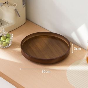 360 Degree Rotating Double Tier Rust Resistant Durable Turntable Storage <b>Rack</b> Round Wooden for Home Kitchen Pantry - Product Image 6