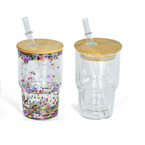 3oz Snow Globe Glass Tumbler With Pre-drilled Hole Blank Sublimation Mini <strong>Shot</strong> Glass Tumbler Cups With Lids and <strong>Straws</strong> - Product Image 1