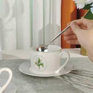 Hot Selling European Style Minimalist Lucky Lily of the Valley Bone China <b>Cup</b> and <b>Saucer</b> Set - Product Image 5