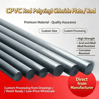 Barre ronde solide en chlorure de polyvinyle (CPVC) résistante aux hautes températures, aux acides et aux alcalis, gris foncé, pour usinage CNC