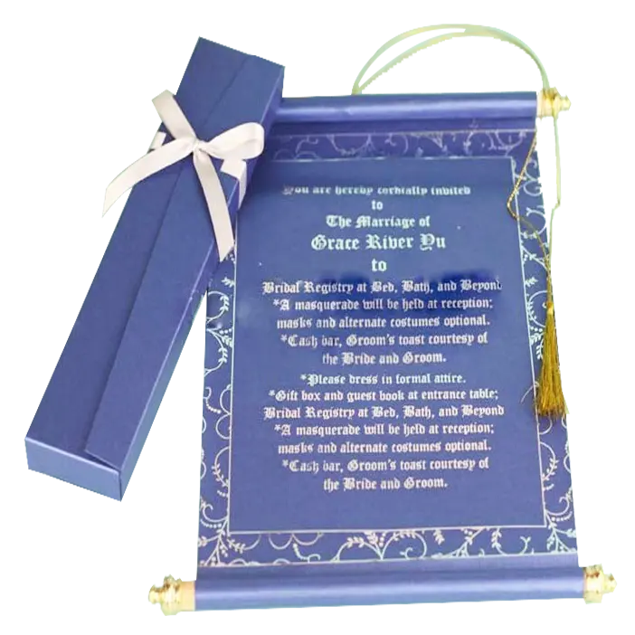 מותאם אישית מכתב עיתונות גלילה הזמנות לחתונת כרטיס תיבת סט ומותאם אישית חיל הים כחול גלילה יום הולדת כרטיסי הזמנה