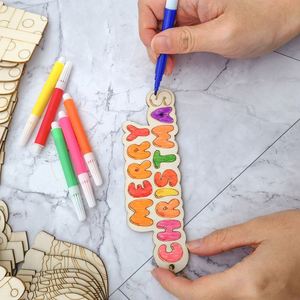 Wholesale Wooden Christmas Ornaments Merry Christmas Hanging Decor for Tree DIY Color Wooden Pendants Dropshipping - Product Image 3