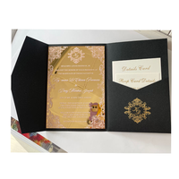 Undangan Pernikahan akrilik bening Burgundy dengan Foil emas setengah lipatan amplop pesta Quinceanera kustom Cadeaux invitage Mariage