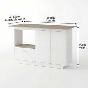 Isla de Cocina de Diseño Versátil con Armario y Lámparas Ajustables, Mueble Buffet con Encimera - Product Image 6