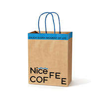 Sacs à provisions en papier kraft avec logo personnalisé et poignées torsadées pour l'emballage de vente au détail des cafés
