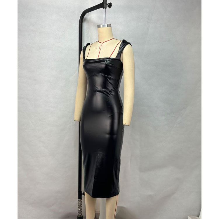 chinese dress ladies Black Cut Out Leather Dress Small main image 0