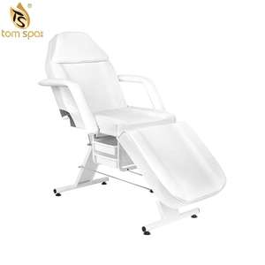 Lettino da Massaggio Portatile Bianco Moderno e Confortevole, Arredamento per <span class=keywords><strong>Spa</strong></span> Pieghevole con Schienale e Gambe Regolabili, Fornitura Diretta dalla Fabbrica - Product Image 1