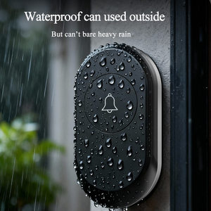 กริ่งประตูไร้สาย กันน้ำ 300 เมตร 38 เสียงเรียกเข้า รีโมท ปลั๊ก EU UK US ใช้แบตเตอรี่ 110V-220V 1 ปุ่มกด 2 เครื่องรับสัญญาณ ไฟ <span class=keywords><strong>LED</strong></span> กระพริบ - Product Image 2