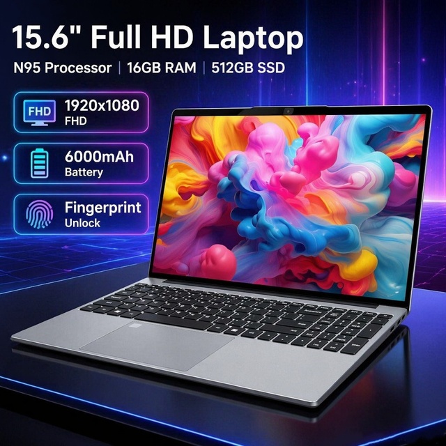 Wholesale 15.6 Inch FHD 1920*1080 Laptop Intel Celeron N95 Processor Ultra Thin Business Win11 Portable Laptops Computer OEM