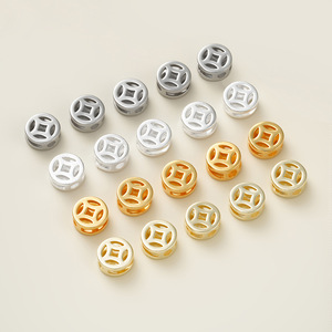 <b>Copper</b> Coin Spacer Beads Gold Plated Round With Hole For <b>Bracelet</b> Making DIY Jewelry Accessories - Product Image 3