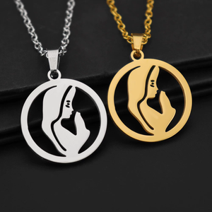 Collar con Colgante de Retrato <span class=keywords><strong>Rayer</strong></span>, Alta Calidad, Acero Inoxidable Chapado en Oro de 18K, Collar con Colgante de Virgencas, Joyería Fina, Cadena de Eslabones - Product Image 1