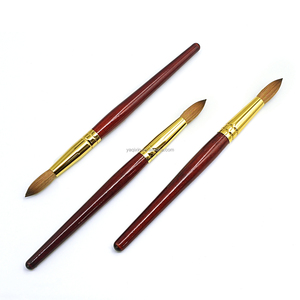 Pinceaux à ongles en acrylique 3D de qualité supérieure, manche en bois rouge classique avec embout doré, 100% Kolinsky premium, pour l'application d'ongles - Product Image 4