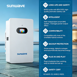 ระบบพลังงานแสงอาทิตย์สำหรับบ้านแบบไฮบริด Sunwave ขนาด 20 กิโลวัตต์ชั่วโมง 16 กิโลวัตต์ชั่วโมง 10 กิโลวัตต์ ใช้แผงโซลาร์เซลล์ประสิทธิภาพสูง รุ่น HZEB-HCT-57 ระบบออลอินวัน - Product Image 2