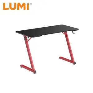 GMD02E-1 Wholesale OEM ODM Cheap Gaming Desk PC Economy Ergonomic Computer Table with Z-Shaped Legs Cup Holder Headphone Holder