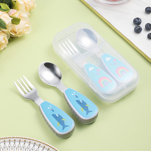 Ensemble de couverts pour enfants <span class=keywords><strong>en</strong></span> acier inoxydable 304, design de dessin animé, manche, cuillère, fourchette, vente <span class=keywords><strong>en</strong></span> gros - Product Image 4