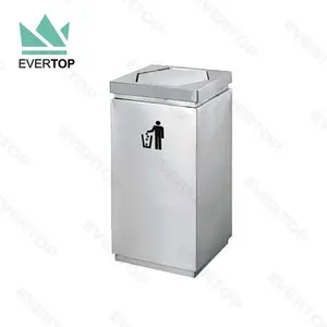 DB-41 Large Dustbins Turn-Top Square Office Trash Bins Indoor Trash Can Waste Management Bins Iron Garbage Bin Container