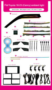 SJC Auto 64 couleurs Lumière d'ambiance pour <span class=keywords><strong>Toyota</strong></span> 8ème Camry 2018-2023 LHD/RHD Kit de lumière d'ambiance intérieure de voiture LED de haute qualité - Product Image 6