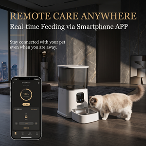 Distributeur automatique intelligent pour animaux de compagnie avec bac à graines visuel et contrôle via application Wi-Fi, distributeur de nourriture quantifiée et programmable pour chats et chiens, idéal pour les maisons multi-animaux - Product Image 3