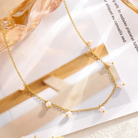 Venta al por mayor 18K chapado en oro 304 Acero inoxidable plástico dulce diseño geométrico collar Cadena de cuerda para princesa vacaciones joyería