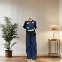 Ensemble deux pièces pour femmes, couleur contrastée, manches courtes, col rond, pantalon cargo patchwork, tenue streetwear
