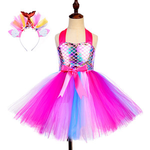 Costume da Principessa dell'Oceano per Bambine 2025, Abito Stile Sirena con Paillettes, <span class=keywords><strong>Vestito</strong></span> da Ballo in Tulle per Ragazze - Product Image 2
