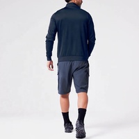 Veste de course personnalisée de haute qualité à fermeture éclair complète tissu extensible côtelé coupe ajustée formation plaine avec poches veste en nylon spandex pour hommes