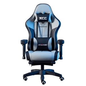 Silla Gamer <span class=keywords><strong>Spiderman</strong></span> con Reposapiés, Silla Giratoria Ergonómica de Cuero, Giratoria 360 Grados, Blanca y Azul - Product Image 1