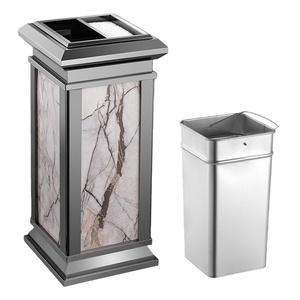 Cubo de basura de acero inoxidable para pasillo de <span class=keywords><strong>Hotel</strong></span>, cubo de basura duradero de gran capacidad, contenedor de basura moderno para sala y habitación pública - Product Image 5