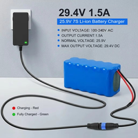 Chargeur de batterie au lithium 29,4 V 1,5 A à montage mural pour vélo électrique, scooter, 7S 24 V 25,9 V 29,4 V, chargeur de batterie Li-ion LifePO4