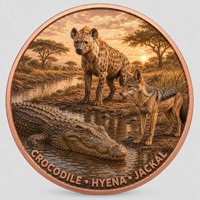 Pièce de monnaie en cuivre pur 999 de 1 oz, Série Animaux de la Savane Africaine, Domination de la Prairie, Couleur en relief, Édition UV Préférée