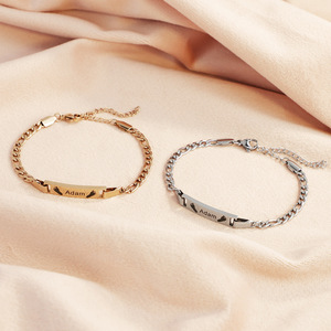 Bracelet personnalisé <span class=keywords><strong>en</strong></span> acier inoxydable avec chaîne <span class=keywords><strong>gourmette</strong></span>, nom personnalisé <span class=keywords><strong>en</strong></span> <span class=keywords><strong>or</strong></span> rose pour fille, garçon, bébé, style tendance pour fête - Product Image 3