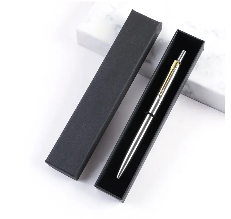 White cover set business gift Neutral pen set logo Stainless steel metal ballpoint pen