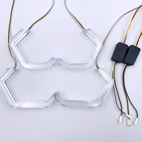 Nouvelles feux de signalisation LED Angel Eyes bicolores en forme de crochet, blanc ambre, étanches IP68, 12V, universels pour la modification des phares de voiture