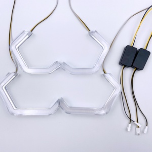 Nouvelles <span class=keywords><strong>feux</strong></span> de signalisation LED <span class=keywords><strong>Angel</strong></span> <span class=keywords><strong>Eyes</strong></span> bicolores en forme de crochet, blanc ambre, étanches IP68, 12V, universels pour la modification des phares de voiture - Product Image 1