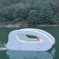 Bateau Maison Flottant Gonflable Drop Stitch pour 4-6 Personnes, Catamaran Gonflable, Cabine Flottante, Idéal pour Lac, Resort, Loisirs Aquatiques, Vente en Gros
