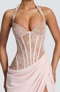 <span class=keywords><strong>Abito</strong></span> lungo elegante di lusso Alise Primavera Estate 2026 con scollo all'americana e struttura a spina di pesce, modello a trapezio, per donna, ideale per banchetti e serate di gala - Product Image 2