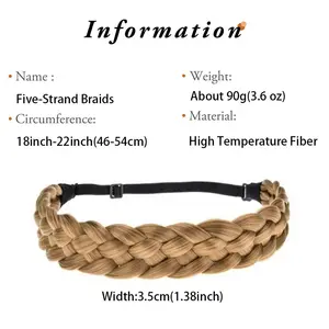 Đàn hồi Bohemian hợp thời trang tổng hợp tóc bện Headband tổng hợp tóc giả tóc Braid mũ nón Phụ kiện tóc