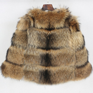 Abrigos de piel de mapache auténtica para mujer, chaquetas de piel de color natural, abrigo de piel de 4 filas para invierno - Product Image 2