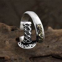 Bague ouverte unisexe en argent sterling 925, style punk, design rétro sabre-soldat, bijou-arme unique, cadeau de fête, troisième partie