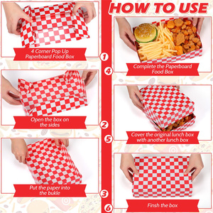 Dùng một lần Màu Đỏ rô giấy Snack phục vụ container 4 góc Pop Up Hot Dog hộp chủ thuyền cho khoai tây chiên - Product Image 6