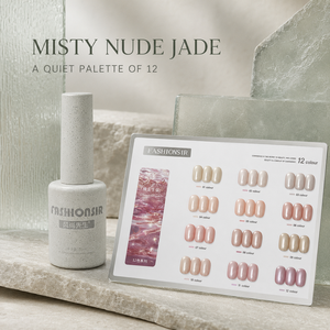 BelloGel Misty Nude Jade, Set de 12 Esmaltes de Gel Efecto Ojo de Gato en Tonos Mauve Lácteos, 10ml, Colección Magnética con Acabado Perla Suave - Product Image 6
