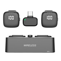 Microphone Lavalier sans Fil Q9 à Double Micro avec Réduction de Bruit et Réverbération 20Hz-20kHz avec Affichage de Puissance pour Enregistrement en Direct