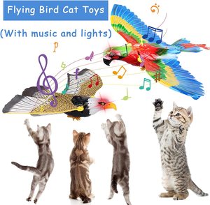 Simulatie Vogel Interactieve Kat Speelgoed Elektrische Hangende Adelaar Vliegende Stok Kras Touw Kitten Huisdier Speelgoed Kat Interactief Speelgoed - Product Image 4